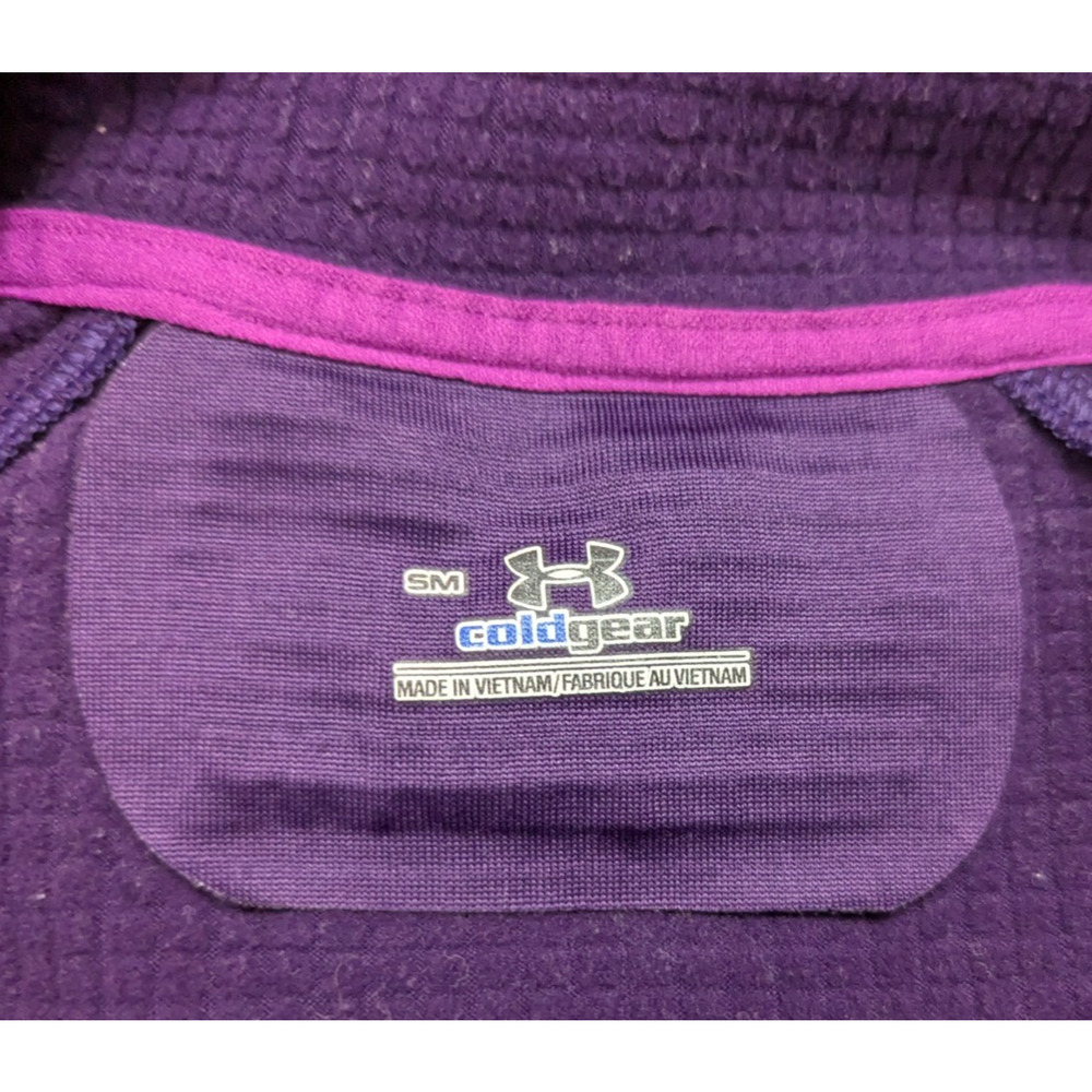 Under Armour sz S Mock Neck 1/4 zip Fleece Lined Top purple coldgear ls 3757 - Picture 3 of 5